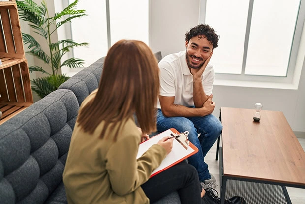 People participate in therapy for PTSD.