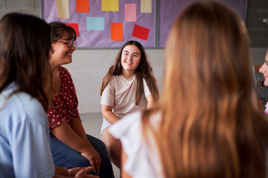 Women talking in a rehab in needham ma​.